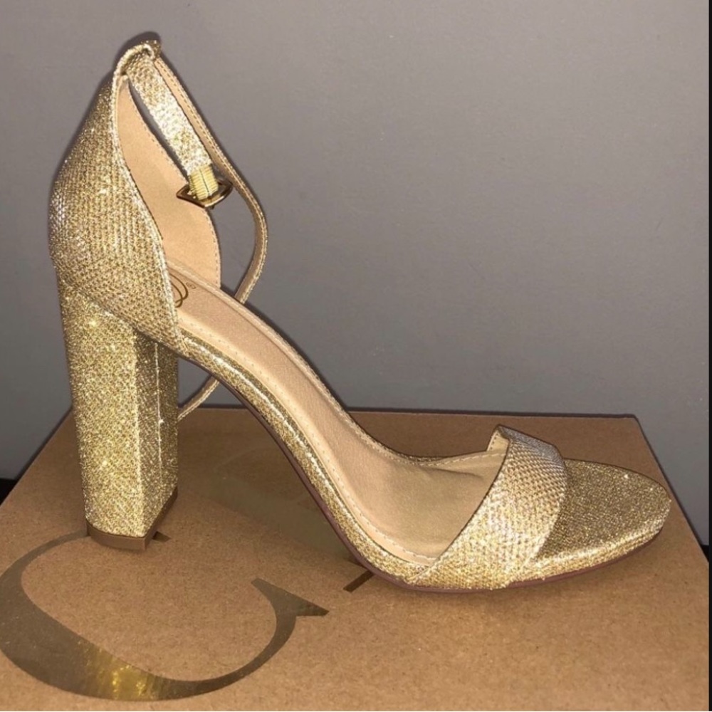 Charlotte Russe Rose Golden Block Heels